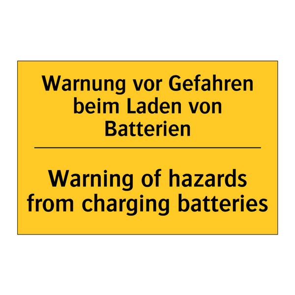 Warnung vor Gefahren beim Laden /.../ - Warning of hazards from charging /.../
