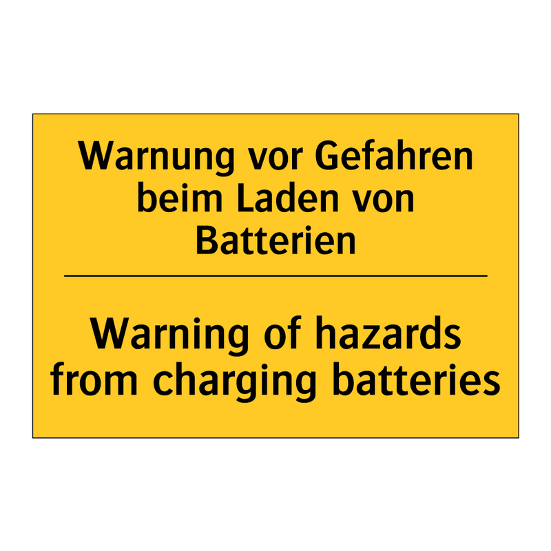 Warnung vor Gefahren beim Laden /.../ - Warning of hazards from charging /.../