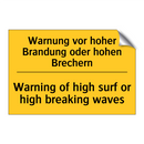 Warnung vor hoher Brandung oder /.../ - Warning of high surf or high breaking /.../