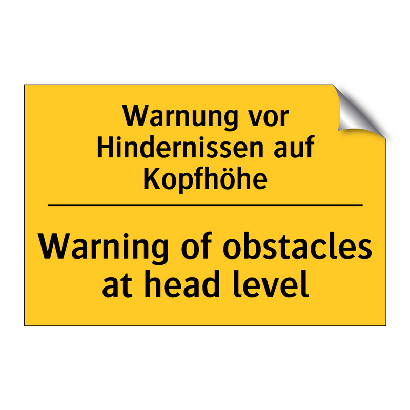 Warnung vor Hindernissen auf Kopfhöhe/.../ - Warning of obstacles at head level/.../