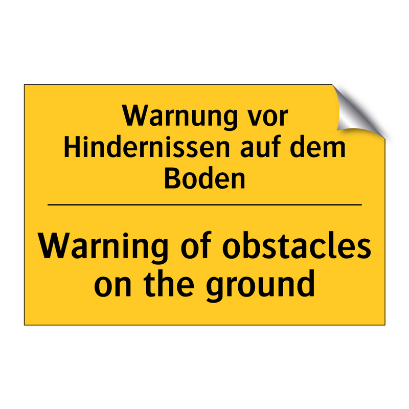 Warnung vor Hindernissen auf dem /.../ - Warning of obstacles on the ground/.../