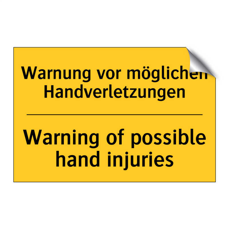 Warnung vor möglichen Handverletzungen/.../ - Warning of possible hand injuries/.../