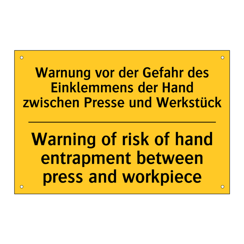 Warnung vor der Gefahr des Einklemmens /.../ - Warning of risk of hand entrapment /.../