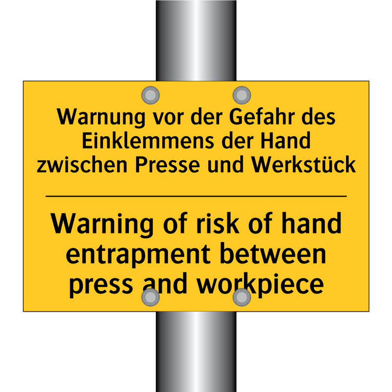 Warnung vor der Gefahr des Einklemmens /.../ - Warning of risk of hand entrapment /.../