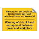 Warnung vor der Gefahr des Einklemmens /.../ - Warning of risk of hand entrapment /.../