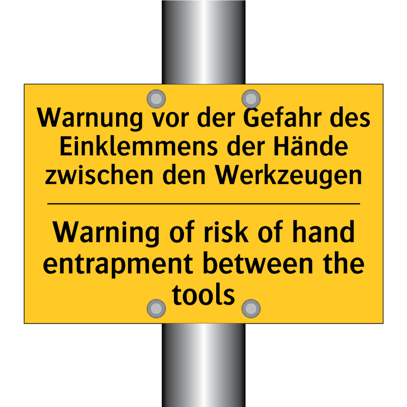 Warnung vor der Gefahr des Einklemmens /.../ - Warning of risk of hand entrapment /.../