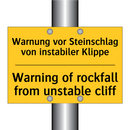 Warnung vor Steinschlag von instabiler /.../ - Warning of rockfall from unstable /.../