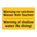 Warnung vor seichtem Wasser (Kein /.../ - Warning of shallow water (No diving)/.../