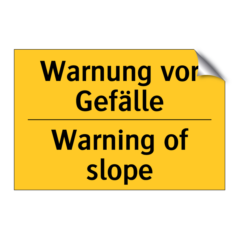 Warnung vor Gefälle - Warning of slope