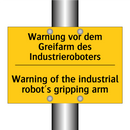 Warnung vor dem Greifarm des Industrieroboters/.../ - Warning of the industrial robot's /.../