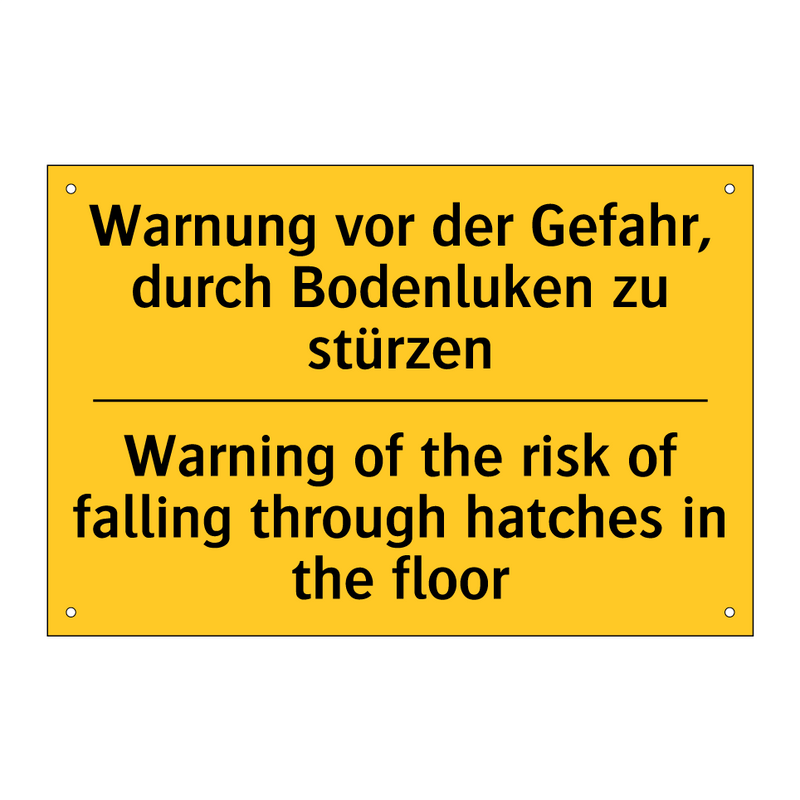 Warnung vor der Gefahr, durch /.../ - Warning of the risk of falling /.../