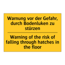Warnung vor der Gefahr, durch /.../ - Warning of the risk of falling /.../