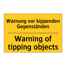 Warnung vor kippenden Gegenständen/.../ - Warning of tipping objects