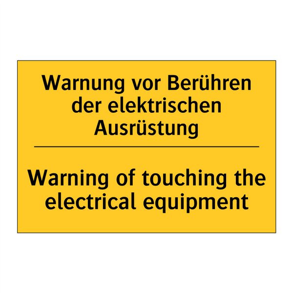 Warnung vor Berühren der elektrischen /.../ - Warning of touching the electrical /.../