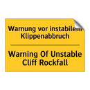 Warnung vor instabilem Klippenabbruch/.../ - Warning Of Unstable Cliff Rockfall/.../