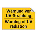 Warnung vor UV-Strahlung - Warning of UV radiation