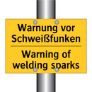 Warnung vor Schweißfunken - Warning of welding sparks