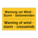 Warnung vor Wind - Sturm - Seitenwinden/.../ - Warning of wind - storm - crosswinds/.../
