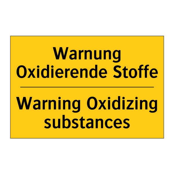 Warnung Oxidierende Stoffe - Warning Oxidizing substances