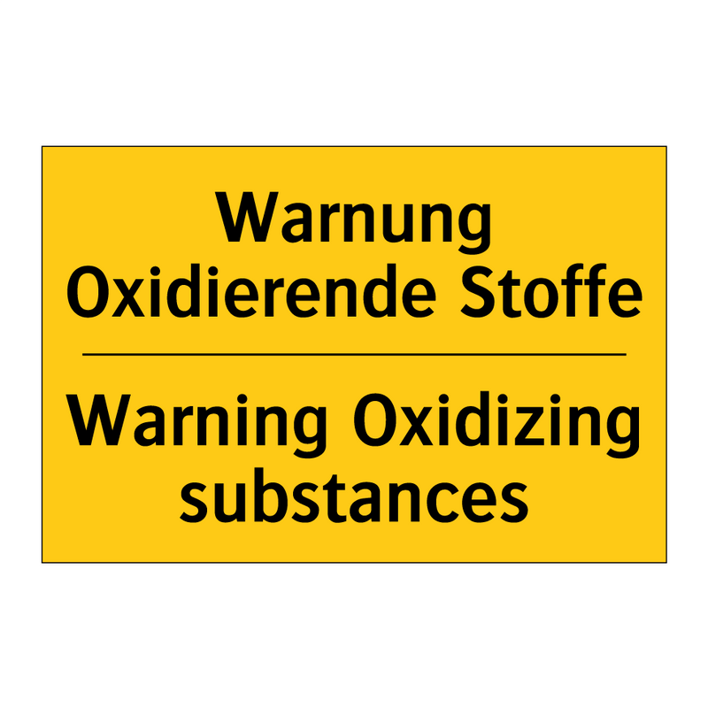 Warnung Oxidierende Stoffe - Warning Oxidizing substances