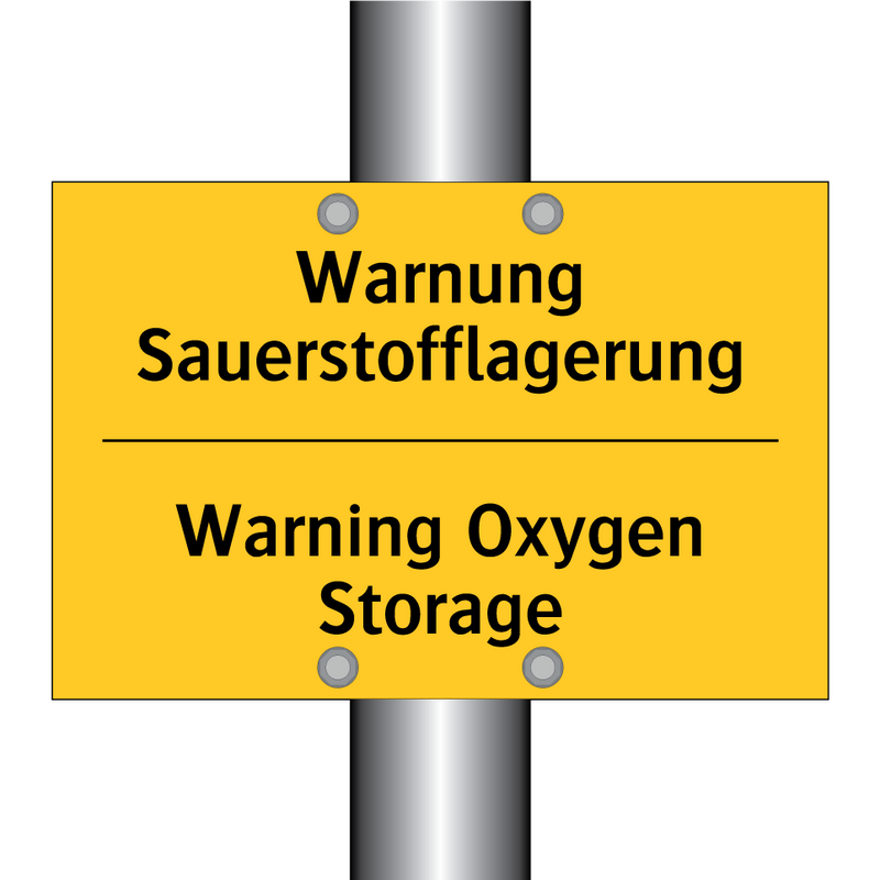 Warnung Sauerstofflagerung - Warning Oxygen Storage