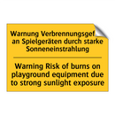 Warnung Verbrennungsgefahr an /.../ - Warning Risk of burns on playground /.../