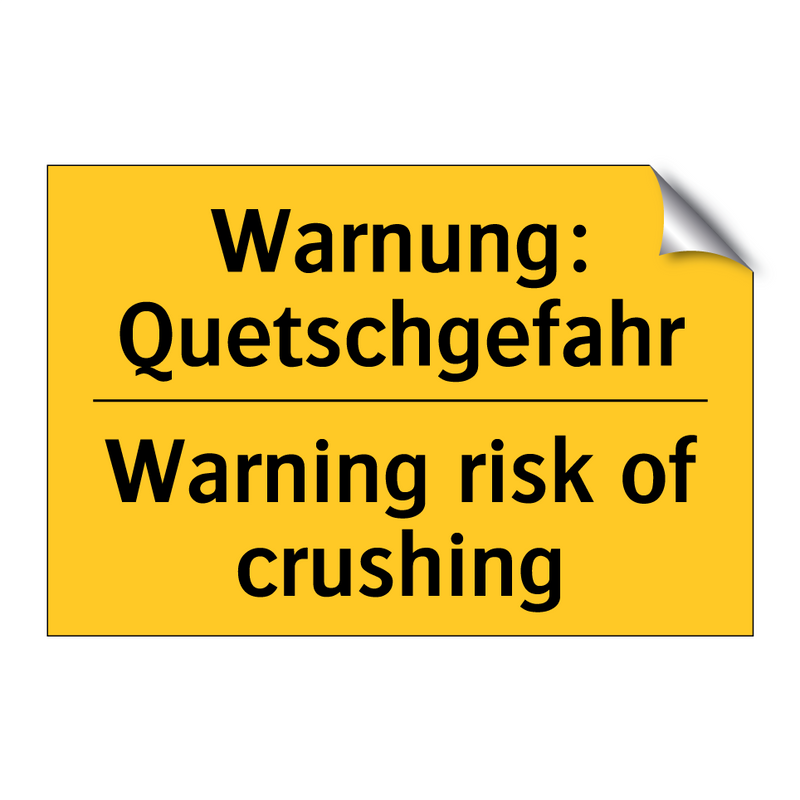 Warnung: Quetschgefahr - Warning risk of crushing