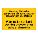 Warnung Risiko des Quetschens /.../ - Warning Risk of hand crushing /.../