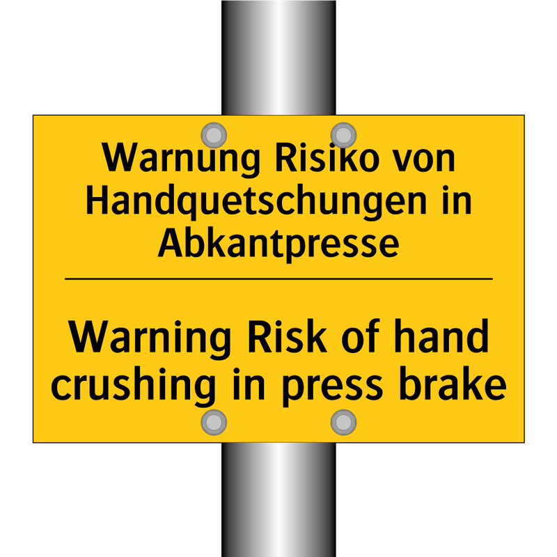 Warnung Risiko von Handquetschungen /.../ - Warning Risk of hand crushing /.../
