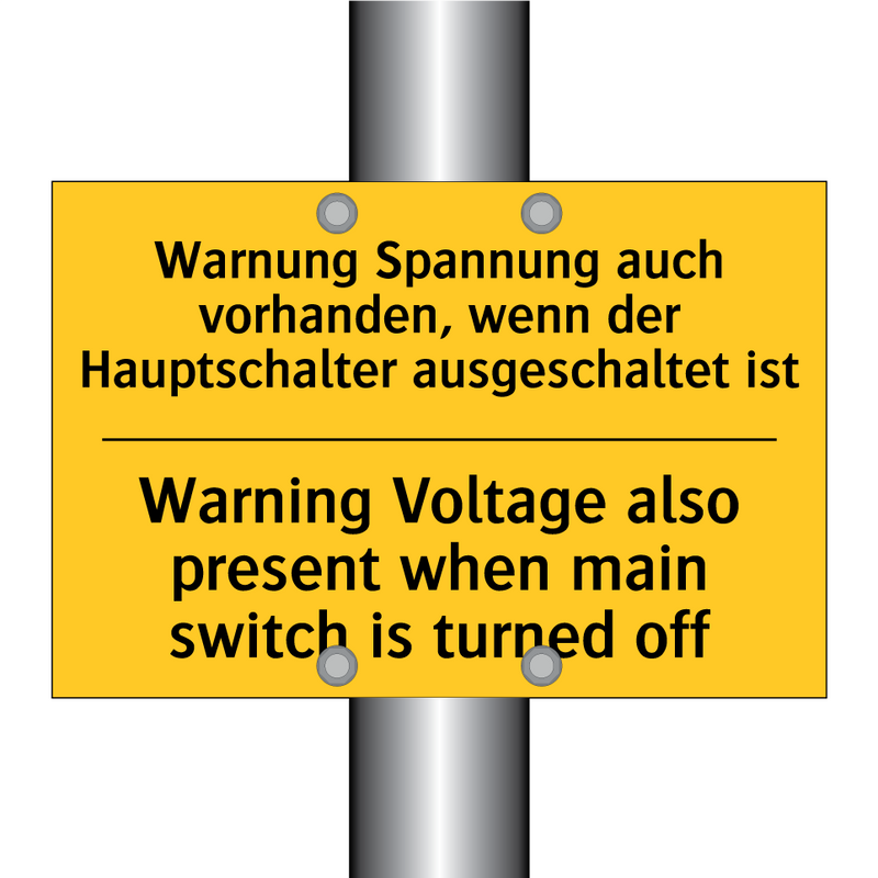 Warnung Spannung auch vorhanden, /.../ - Warning Voltage also present when /.../