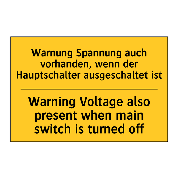 Warnung Spannung auch vorhanden, /.../ - Warning Voltage also present when /.../