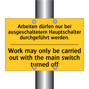 Arbeiten dürfen nur bei ausgeschaltetem /.../ - Work may only be carried out with /.../