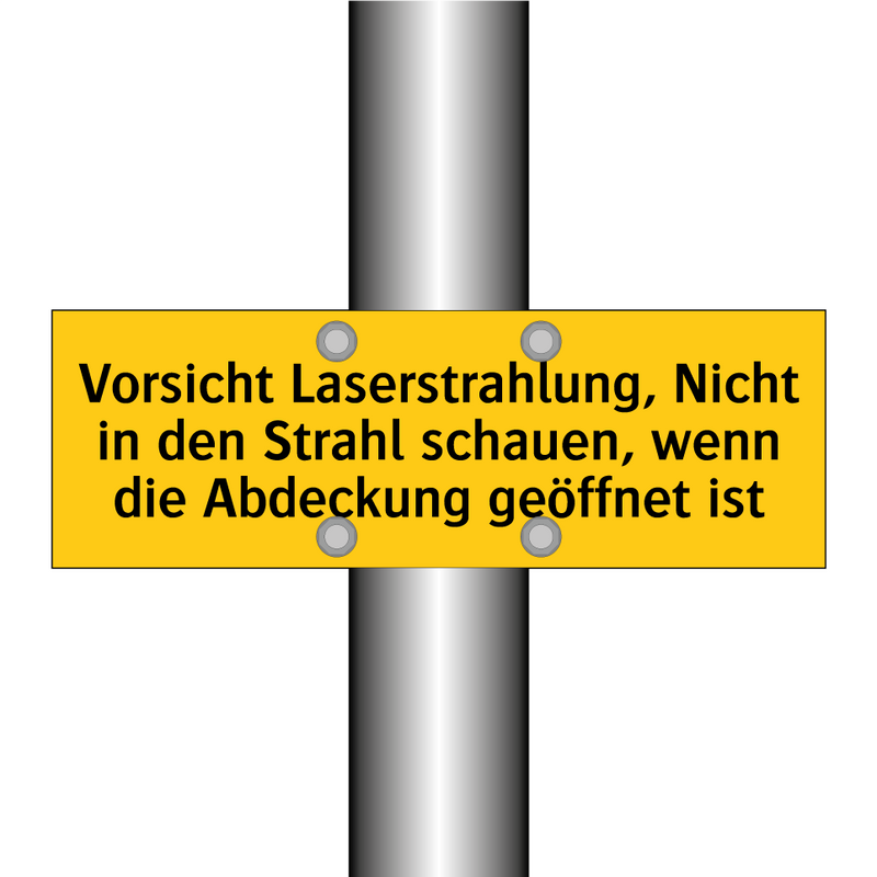 Vorsicht Laserstrahlung, Nicht in den Strahl schauen, wenn die Abdeckung geöffnet ist