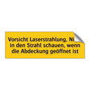 Vorsicht Laserstrahlung, Nicht in den Strahl schauen, wenn die Abdeckung geöffnet ist