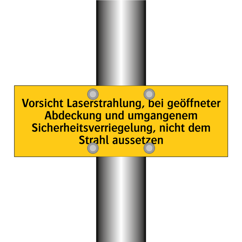 Vorsicht Laserstrahlung, bei geöffneter Abdeckung und umgangenem Sicherheitsverriegelung, nicht dem Strahl aussetzen