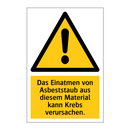 Das Einatmen von Asbeststaub aus diesem Material kann Krebs verursachen.