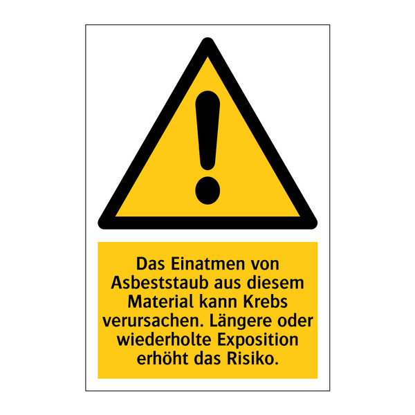 Das Einatmen von Asbeststaub aus diesem Material kann Krebs verursachen. Längere oder wiederholte Exposition erhöht das Risiko.