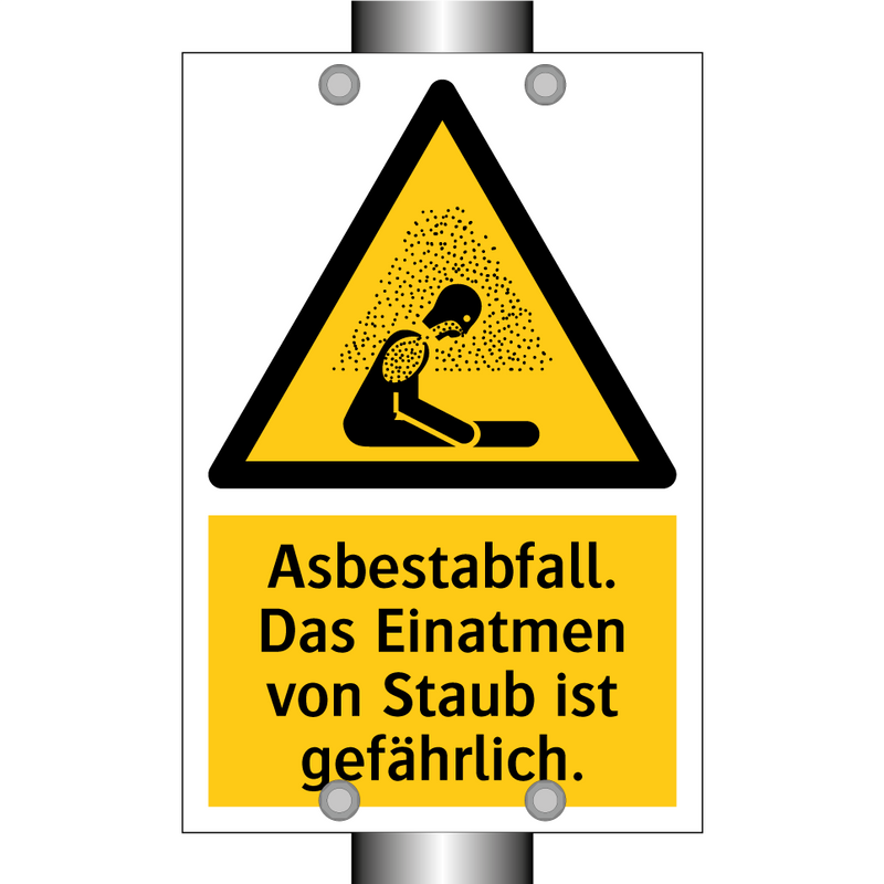 Asbestabfall. Das Einatmen von Staub ist gefährlich.