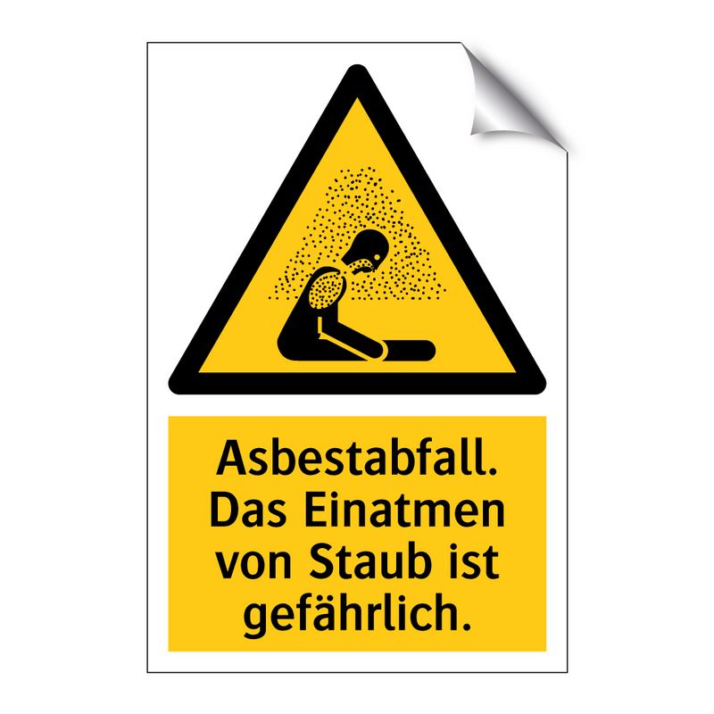 Asbestabfall. Das Einatmen von Staub ist gefährlich.