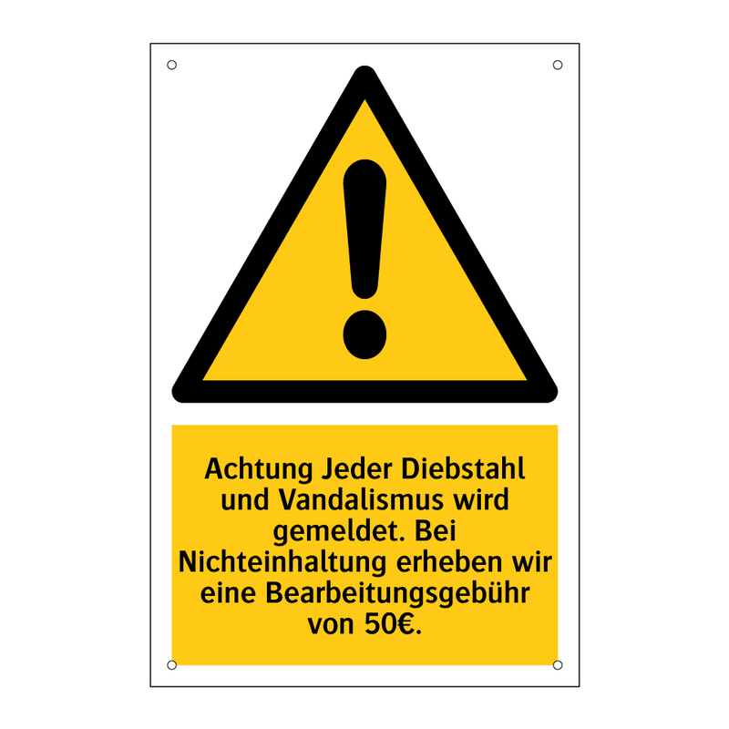 Achtung Jeder Diebstahl und Vandalismus wird gemeldet. Bei Nichteinhaltung erheben wir eine Bearbeitungsgebühr von 50€.