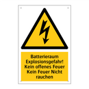 Batterieraum Explosionsgefahr! Kein offenes Feuer Kein Feuer Nicht rauchen