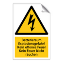 Batterieraum Explosionsgefahr! Kein offenes Feuer Kein Feuer Nicht rauchen