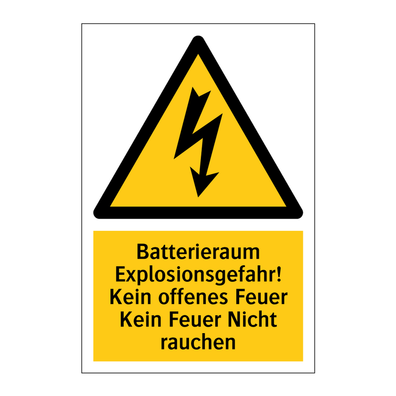 Batterieraum Explosionsgefahr! Kein offenes Feuer Kein Feuer Nicht rauchen