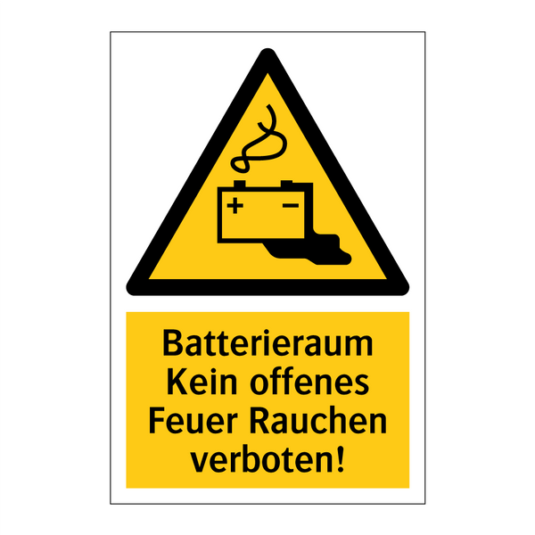 Batterieraum Kein offenes Feuer Rauchen verboten!