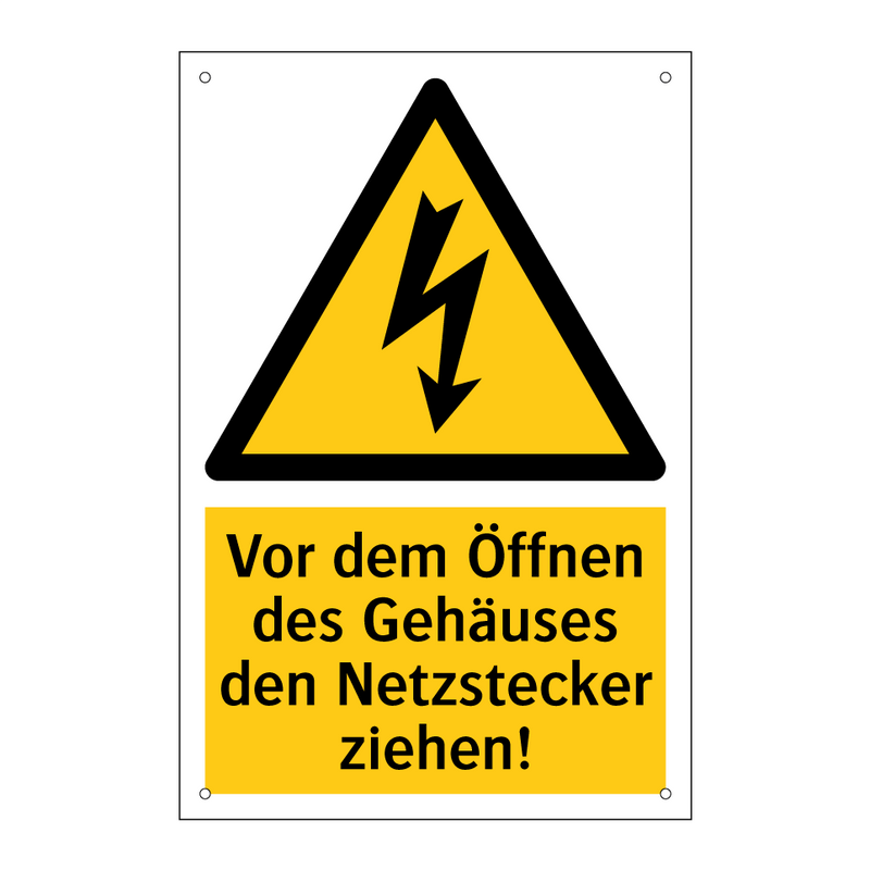 Vor dem Öffnen des Gehäuses den Netzstecker ziehen!