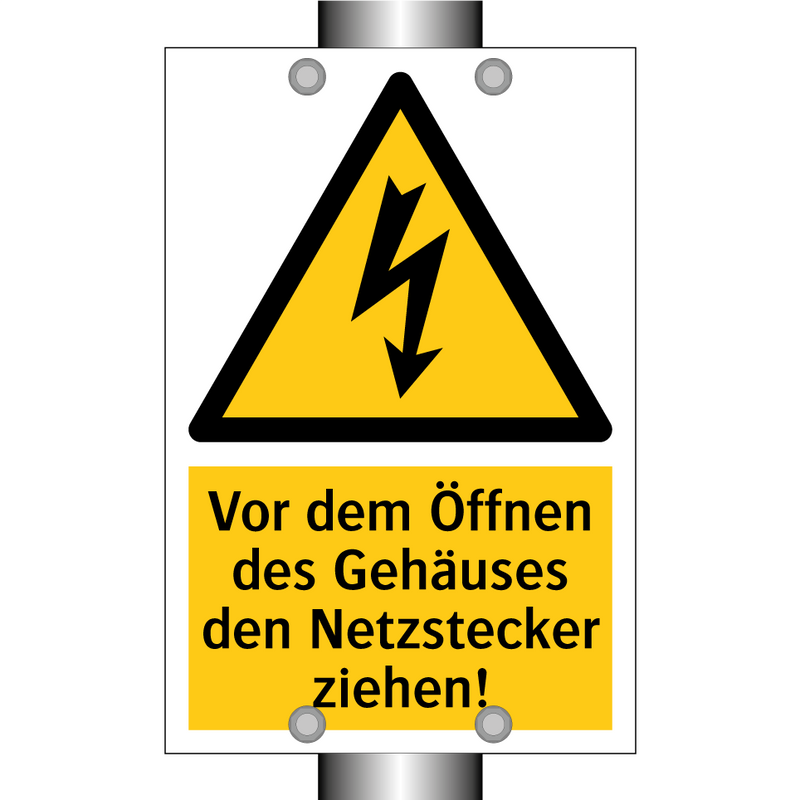 Vor dem Öffnen des Gehäuses den Netzstecker ziehen!