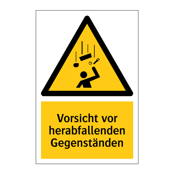 Vorsicht vor herabfallenden Gegenständen