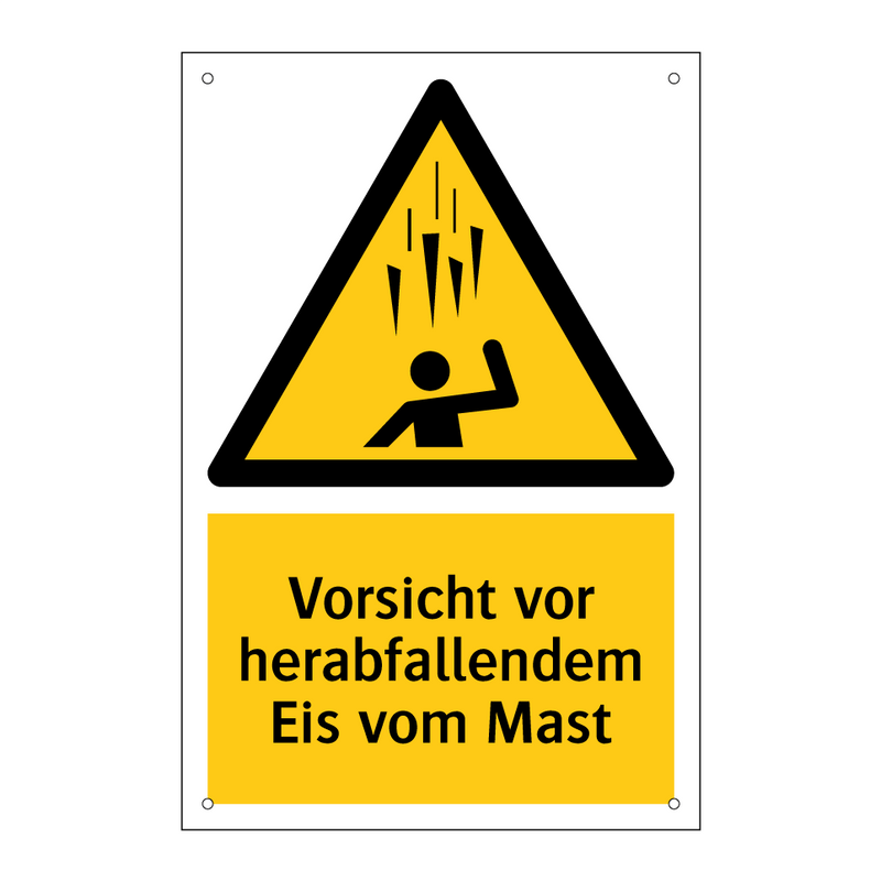 Vorsicht vor herabfallendem Eis vom Mast