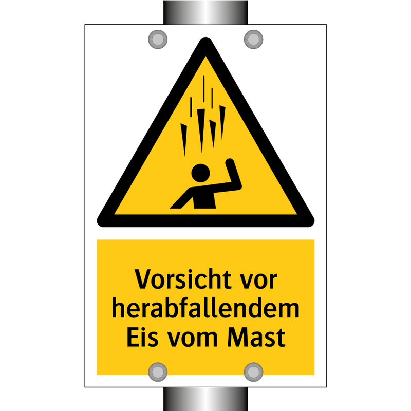 Vorsicht vor herabfallendem Eis vom Mast