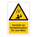 Vorsicht vor herabfallendem Eis vom Mast